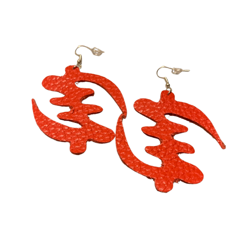 Gye Nyame Adinkra African fashion earrings, hand made, leather